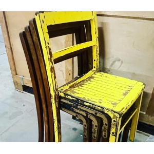 Set Of Four Wooden Stacking Chairs C1940s