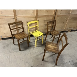 Set Of Four Wooden Stacking Chairs C1940s