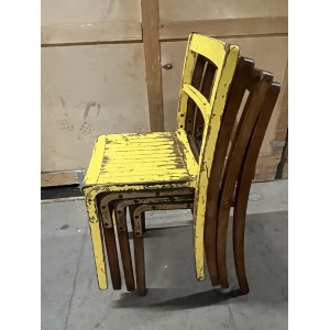 Set Of Four Wooden Stacking Chairs C1940s