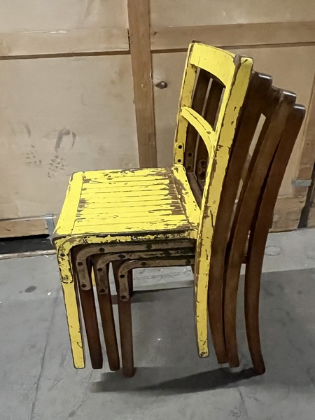 Set Of Four Wooden Stacking Chairs C1940s