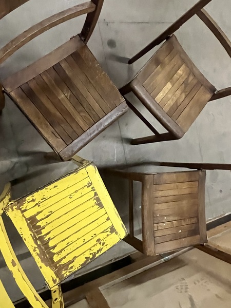 Set Of Four Wooden Stacking Chairs C1940s