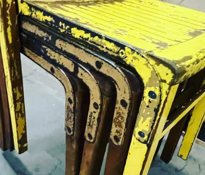 Set Of Four Wooden Stacking Chairs C1940s