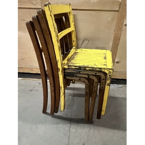 Set Of Four Wooden Stacking Chairs C1940s