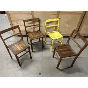 Set Of Four Wooden Stacking Chairs C1940s