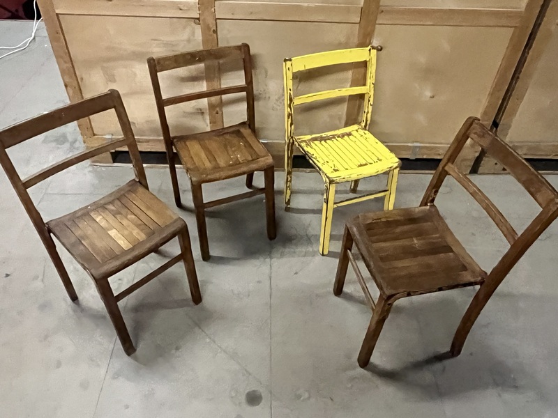 Set Of Four Wooden Stacking Chairs C1940s