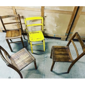Set Of Four Wooden Stacking Chairs C1940s