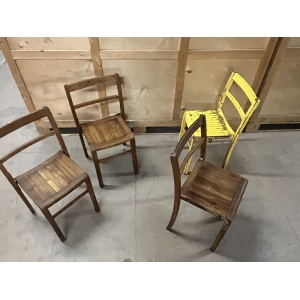 Set Of Four Wooden Stacking Chairs C1940s