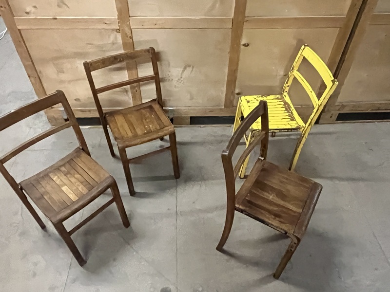 Set Of Four Wooden Stacking Chairs C1940s