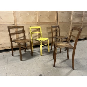 Set Of Four Wooden Stacking Chairs C1940s