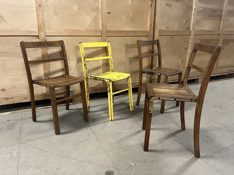 Set Of Four Wooden Stacking Chairs C1940s