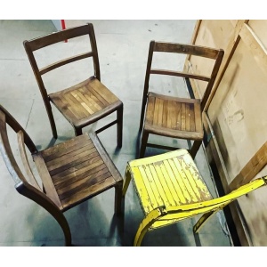 Set Of Four Wooden Stacking Chairs C1940s