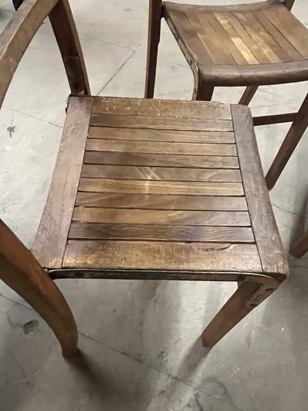Set Of Four Wooden Stacking Chairs C1940s