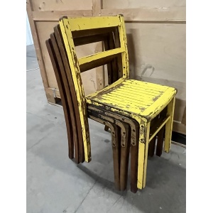 Set Of Four Wooden Stacking Chairs C1940s