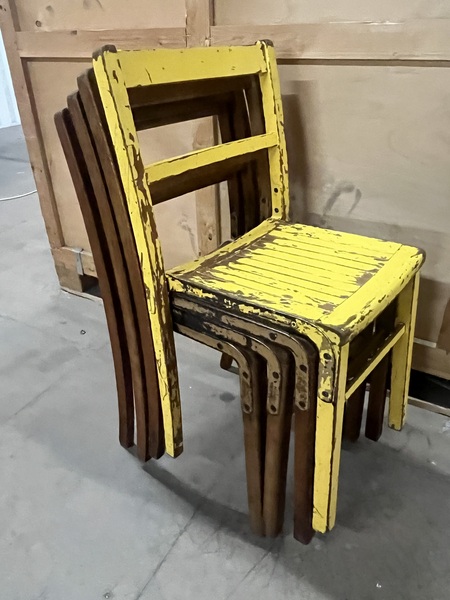 Set Of Four Wooden Stacking Chairs C1940s