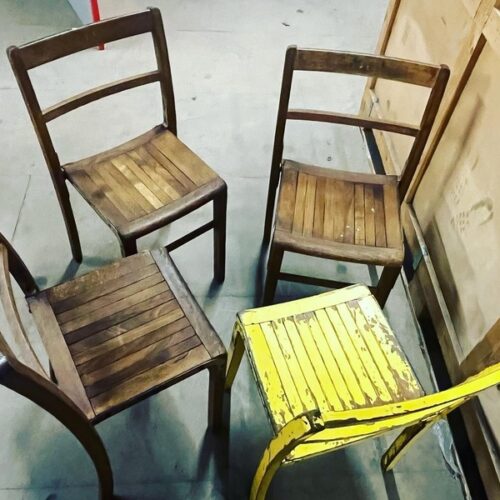 Set Of Four Wooden Stacking Chairs C1940s