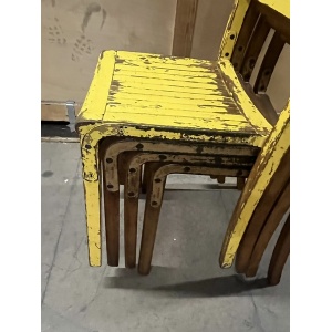 Set Of Four Wooden Stacking Chairs C1940s