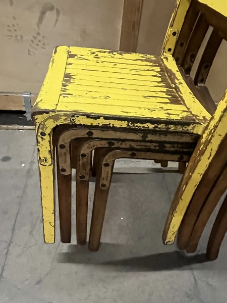 Set Of Four Wooden Stacking Chairs C1940s