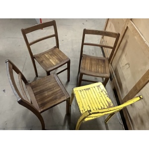 Set Of Four Wooden Stacking Chairs C1940s