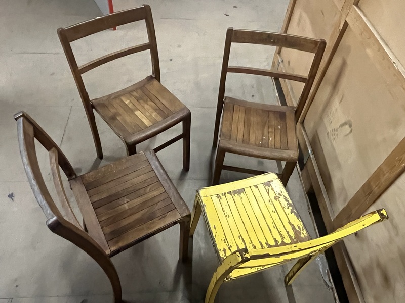 Set Of Four Wooden Stacking Chairs C1940s