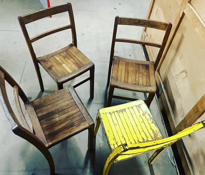 Set Of Four Wooden Stacking Chairs C1940s
