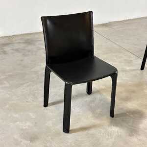 Set of Six CAB 412 Chairs by Mario Bellini for Cassina in Black Leather, 1970s