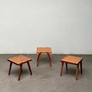 Set of Three Low Stools/Bedside Tables by Centro Studio Flexform in Walnut, 1988