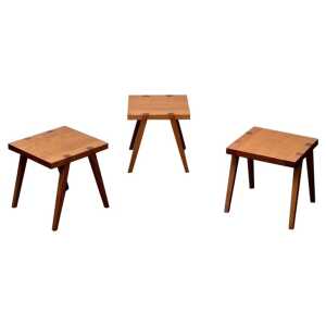 Set of Three Low Stools/Bedside Tables by Centro Studio Flexform in Walnut, 1988