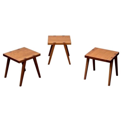 Set of Three Low Stools/Bedside Tables by Centro Studio Flexform in Walnut, 1988
