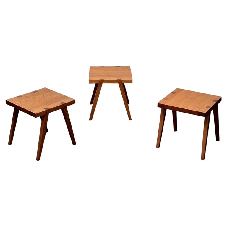 Set of Three Low Stools/Bedside Tables by Centro Studio Flexform in Walnut, 1988