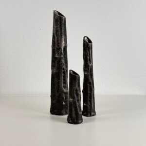 Set of Three Pewter Vases by MA CR, Made in Italy, 1970s