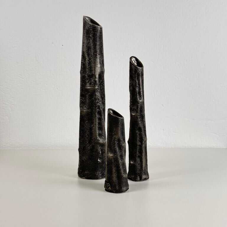 Set of Three Pewter Vases by MA CR, Made in Italy, 1970s