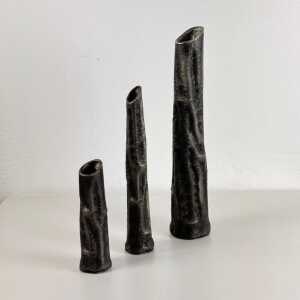 Set of Three Pewter Vases by MA CR, Made in Italy, 1970s
