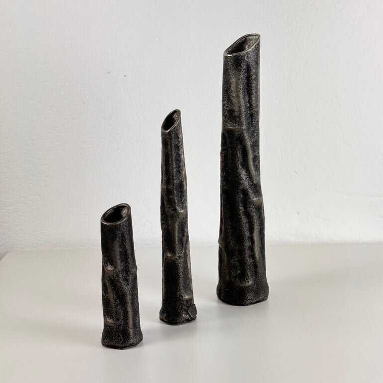 Set of Three Pewter Vases by MA CR, Made in Italy, 1970s