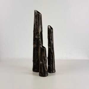 Set of Three Pewter Vases by MA CR, Made in Italy, 1970s