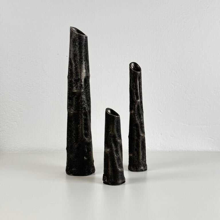 Set of Three Pewter Vases by MA CR, Made in Italy, 1970s