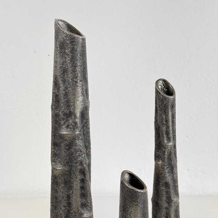 Set of Three Pewter Vases by MA CR, Made in Italy, 1970s
