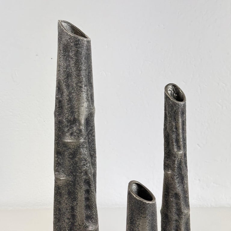 Set of Three Pewter Vases by MA CR, Made in Italy, 1970s