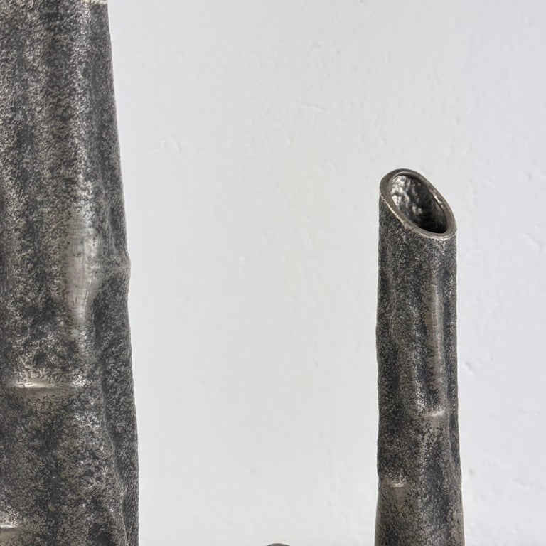 Set of Three Pewter Vases by MA CR, Made in Italy, 1970s