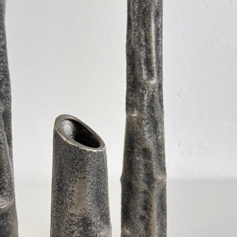 Set of Three Pewter Vases by MA CR, Made in Italy, 1970s