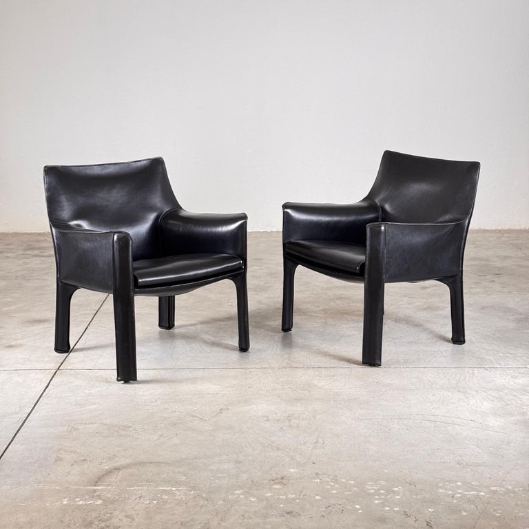 Set of Two Cab 414 Lounge Chairs by Mario Bellini for Cassina, 1978