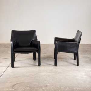 Set of Two Cab 414 Lounge Chairs by Mario Bellini for Cassina, 1978