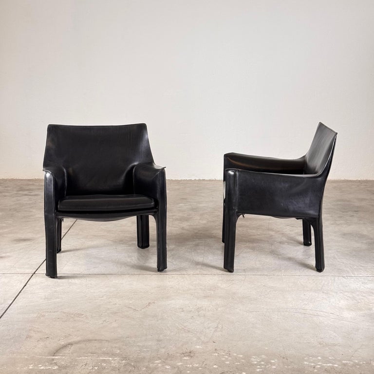 Set of Two Cab 414 Lounge Chairs by Mario Bellini for Cassina, 1978
