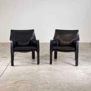 Set of Two Cab 414 Lounge Chairs by Mario Bellini for Cassina, 1978