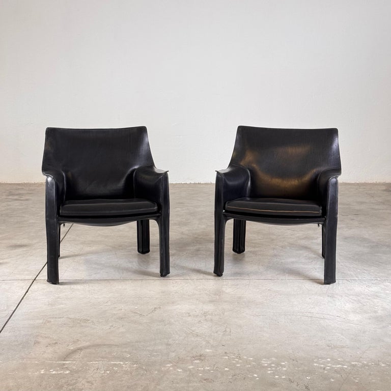 Set of Two Cab 414 Lounge Chairs by Mario Bellini for Cassina, 1978