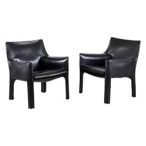 Set of Two Cab 414 Lounge Chairs by Mario Bellini for Cassina, 1978