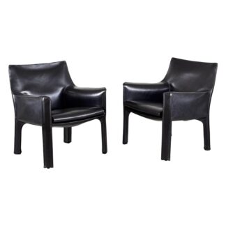 Set of Two Cab 414 Lounge Chairs by Mario Bellini for Cassina, 1978