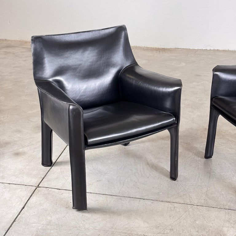 Set of Two Cab 414 Lounge Chairs by Mario Bellini for Cassina, 1978