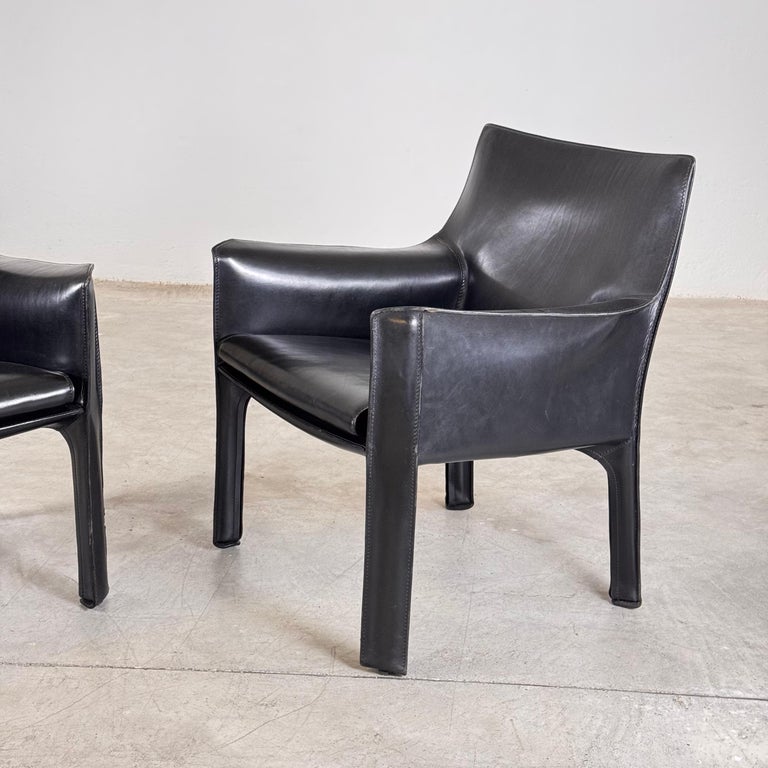 Set of Two Cab 414 Lounge Chairs by Mario Bellini for Cassina, 1978