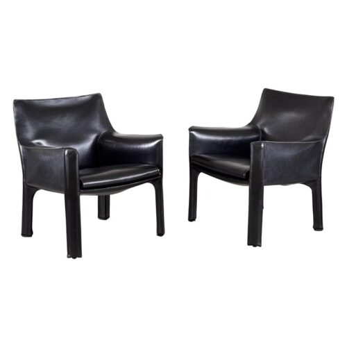 Set of Two Cab 414 Lounge Chairs by Mario Bellini for Cassina, 1978