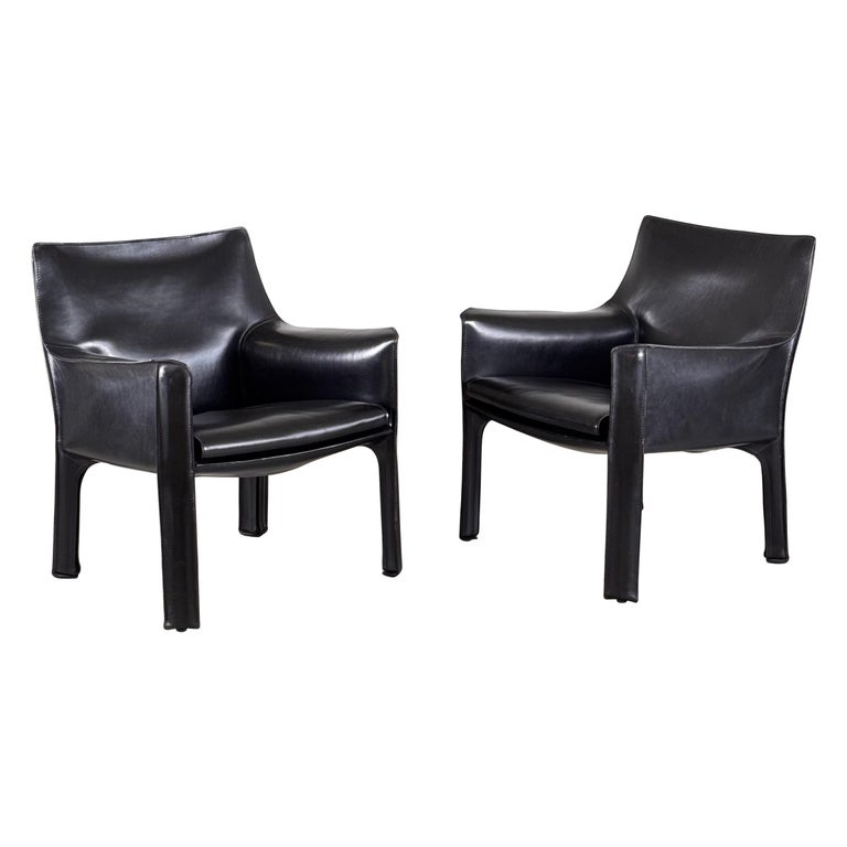 Set of Two Cab 414 Lounge Chairs by Mario Bellini for Cassina, 1978
